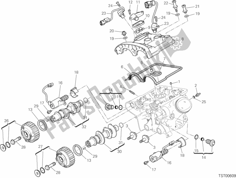 All parts for the Vertical Cylinder Head - Timing of the Ducati Multistrada 1260 S Touring 2020